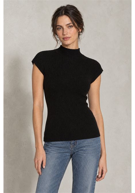Weili Zheng Top Lupetto Smanicato in Costina Elasticizzata Nero Donna WEILI ZHENG | Lupetto | F26CT13B212